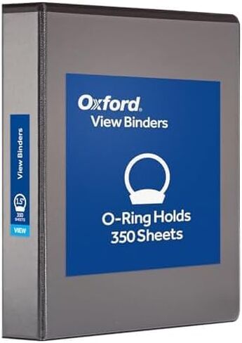 Oxford Ring Binders, 1" Round Ring Binders, View Binder, Covers on 3 Sides, XtraLife Hinge, Non-Stick, PVC-Free, Black, 225 Sheet Capacity (1002546) in Saudi Arabia