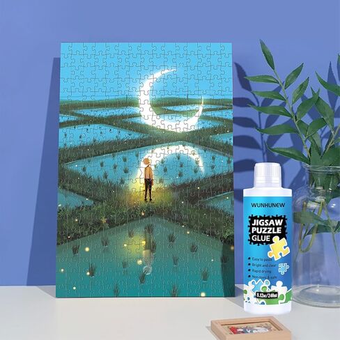 Jigsaw Puzzle Glue Clear with Sponge Head Applicator, Puzzle Saver Frame for 1000/1500/3000 Pieces Puzzle of Paper & Wood, Water-Soluble Special Art Craft Puzzle Guard Glue, Quick Dry (120ML) in Kuwait