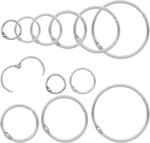 30 Pcs Binder Rings Assorted Sizes (1/2", 3/4", 1", 1-1/4", 1-1/2", 2"), Loose Leaf Binder Book Rings, Metal Index Card Rings Binder Clip Rings for Flash Cards, Key Rings, Index Cards (Black) in Kuwait