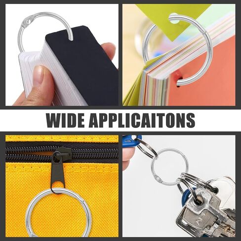 30 Pcs Binder Rings Assorted Sizes (1/2", 3/4", 1", 1-1/4", 1-1/2", 2"), Loose Leaf Binder Book Rings, Metal Index Card Rings Binder Clip Rings for Flash Cards, Key Rings, Index Cards (Black) in Kuwait
