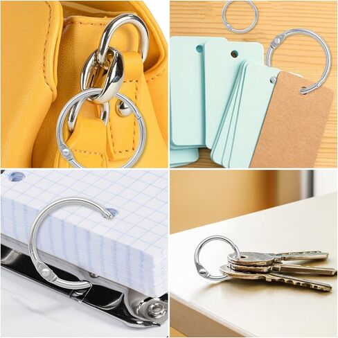30 Pcs Binder Rings Assorted Sizes (1/2", 3/4", 1", 1-1/4", 1-1/2", 2"), Loose Leaf Binder Book Rings, Metal Index Card Rings Binder Clip Rings for Flash Cards, Key Rings, Index Cards (Black) in Kuwait