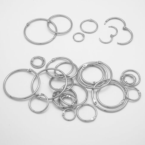 30 Pcs Binder Rings Assorted Sizes (1/2", 3/4", 1", 1-1/4", 1-1/2", 2"), Loose Leaf Binder Book Rings, Metal Index Card Rings Binder Clip Rings for Flash Cards, Key Rings, Index Cards (Black) in Kuwait