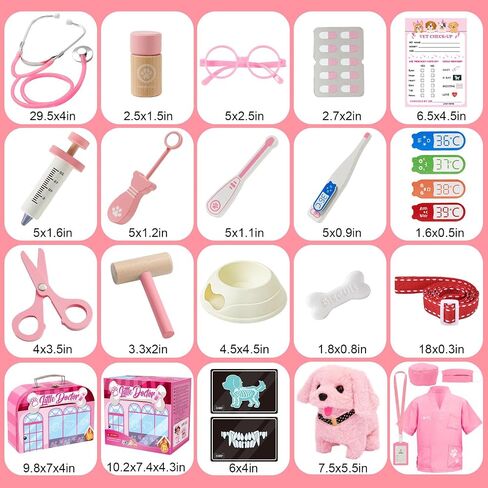 Wooden Doctor Kit & Dog Toys for Kids Toddlers Girls Boys 3 4 5 6 Years Old, Walking Barking Stuffed Dog & Doctor Costume & Veterinarian Pretend Play Set, Gifts for Boys Girls 3 4 5 6+ in Saudi Arabia