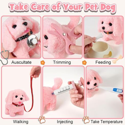 Wooden Doctor Kit & Dog Toys for Kids Toddlers Girls Boys 3 4 5 6 Years Old, Walking Barking Stuffed Dog & Doctor Costume & Veterinarian Pretend Play Set, Gifts for Boys Girls 3 4 5 6+ in Saudi Arabia