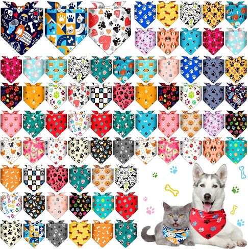 72 PCS 4th of July Dog Bandanas Bulk Patriotic Dog Bandana Bandana قابلة للتعديل قابلة للغسل المثلث الأليفة وشاحًا ناعم in Saudi Arabia