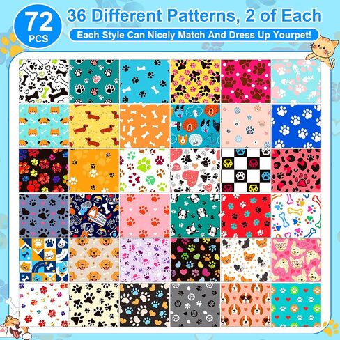 72 PCS 4th of July Dog Bandanas Bulk Patriotic Dog Bandana Bandana قابلة للتعديل قابلة للغسل المثلث الأليفة وشاحًا ناعم in Saudi Arabia