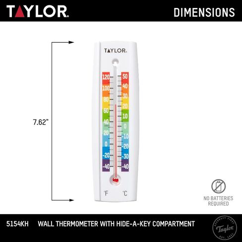 Taylor Wall Tube Thermometer with Key Holder, Outdoor, Key Lock Box, Decorative Hide-a-Key Lockbox for Outside Waterproof, Secret Hidden Storage Coins, House Spare Keys for Safe Storage, White in Saudi Arabia