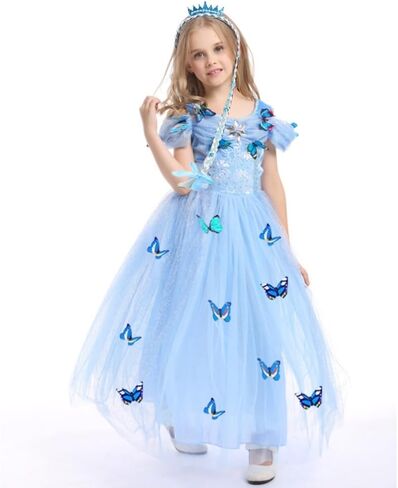 Princess Dress Up Brads ، شعر مستعار طويل مضفر الأميرة شعر شعر مستعار جديلة الفتيات Cosplay عداد الرأس Dess Up Excalso for Girls (Blue) in Kuwait