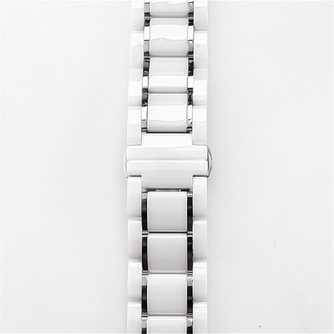 حزام سيراميك من الصلب 20mm 22mm لسامسونج جالاكسي ووتش 4 40 مم 45 44 ملم برو Amazfit GTS Watch Band Band for Huawei Belt Bracelet (White and Gold ، 22mm) in Kuwait