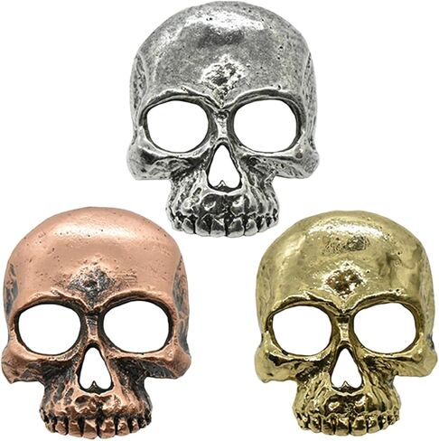 Half Skull Pin, Gold Plated, GG138, 1", 100% Handmade in USA, Human Skull Pin, Gothic Pin, Grinning Skull Brooch, Pirate Jewelry, Gift, 150+ Medieval designs in Saudi Arabia