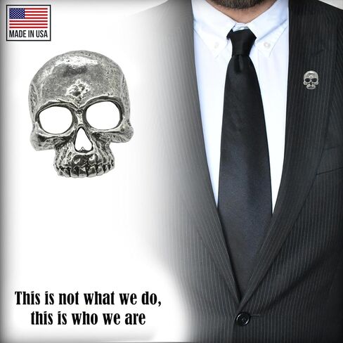 Half Skull Pin, Gold Plated, GG138, 1", 100% Handmade in USA, Human Skull Pin, Gothic Pin, Grinning Skull Brooch, Pirate Jewelry, Gift, 150+ Medieval designs in Saudi Arabia