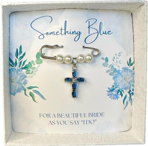 Something Blue Bridal Bouquet Charm – Elegant Wedding Keepsake Pin for Bride – Meaningful Gift from Mom, Sister, or Friend – Beautiful Bridal Shower Gift – Easily Attaches to Bouquet, Garter, or Dress in Saudi Arabia