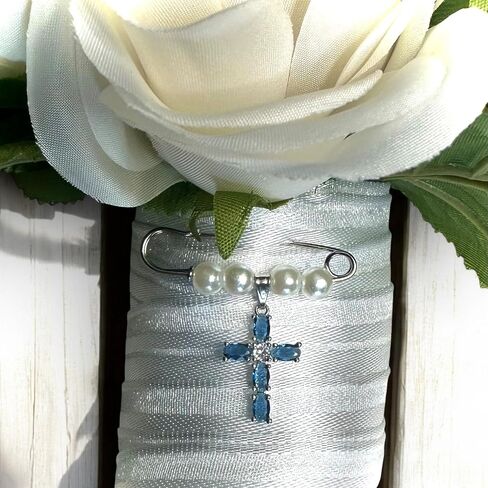 Something Blue Bridal Bouquet Charm – Elegant Wedding Keepsake Pin for Bride – Meaningful Gift from Mom, Sister, or Friend – Beautiful Bridal Shower Gift – Easily Attaches to Bouquet, Garter, or Dress in Saudi Arabia