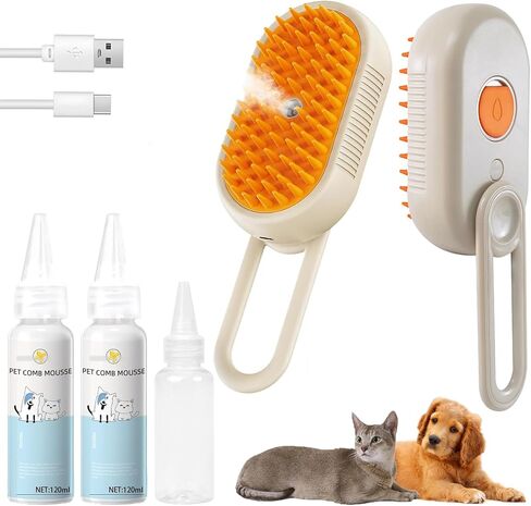4-in-1 Cat Steam Brush for Shedding & Grooming, Spray Hair Removal Comb, Cat Brush for Massage, Pet Grooming Comb Hair Removal Tool for Cats and Dogs in Kuwait