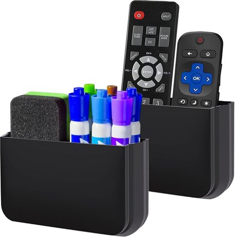 Magnetic Remote Control Holder Wall Mount, 2 Pack TV Remote Holder Wall Mount, Magnetic Pen Holders for Refrigerator, Whiteboard Marker, Locker Organizer, Office Organizer (Black) in Kuwait
