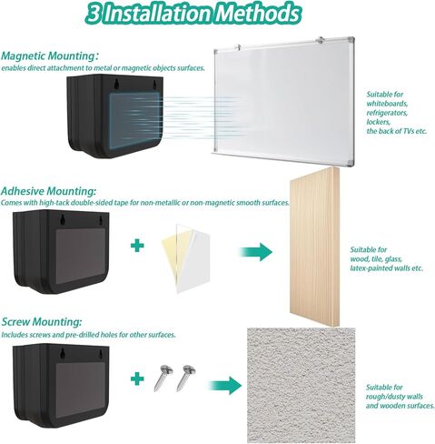 Magnetic Remote Control Holder Wall Mount, 2 Pack TV Remote Holder Wall Mount, Magnetic Pen Holders for Refrigerator, Whiteboard Marker, Locker Organizer, Office Organizer (Black) in Kuwait