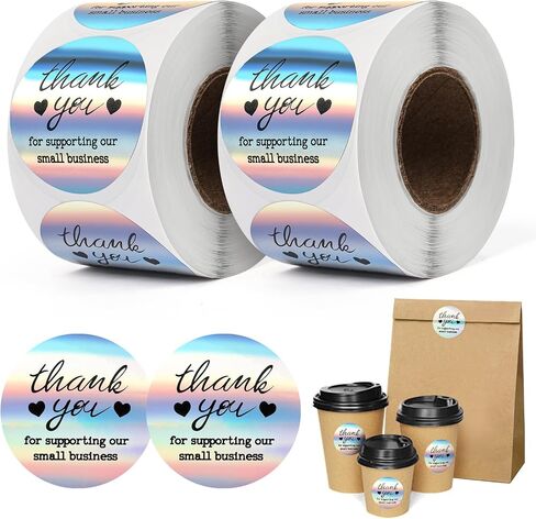 Thank You Stickers Small Business - 6 Rolls 3000 Pieces Thank You for Supporting My Small Business Stickers Labels for Envelopes, Bubble Mailers and Gift Bags Packaging, 1 Inch，500 Pieces Each Roll in Saudi Arabia