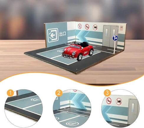 1:64 Parking Lot Mini Diecast Garage Layout Nonslip,Diorama,Model Building,Scene Display for Diecast Model Vehicle Toy, Style B in Kuwait