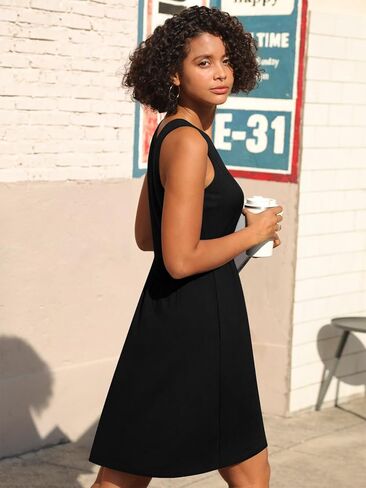 CATHY Womens Casual Sleeveless Dress V Neck Wrap Tunics Dresses Loose Comfy Beach Sundress with Pockets in Kuwait