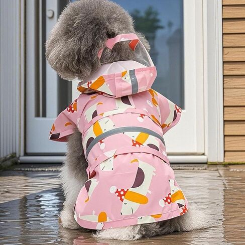 Dog Raincoat Hooded, Reflective Dog Slicker Poncho Adjustable Waterproof Lightweight Rain Jacket for Dogs,Duck,S in Saudi Arabia