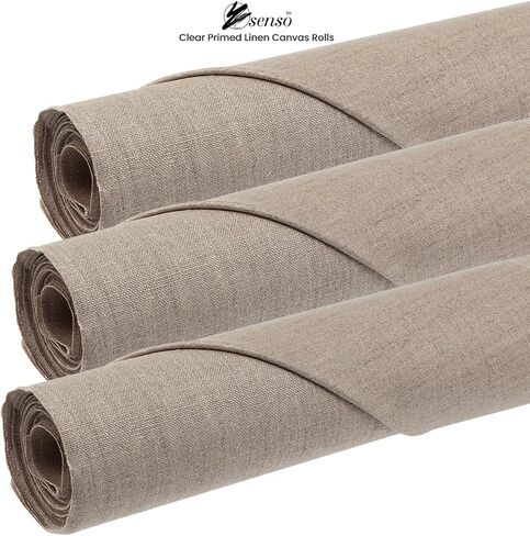 SENSO Clear Clear Preded Linen Canvas Roll-14 OZ ، أسنان متوسطة ، 72 "× 6 ياردة-بياضات من الدرجة الاحترافية للزيت ، والأكريليك ، ووسائل الإعلام المختلطة in Kuwait