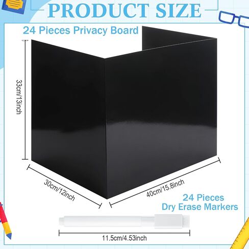 24 Pcs Dry Erase Desk Dividers for Students with Markers Set Privacy Boards Fold Display Board Dry Erase Board Classroom Teacher Supplies Privacy Folders for Student Desks in Kuwait