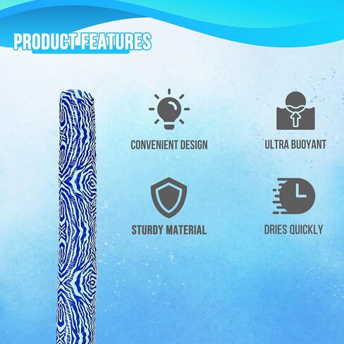 VOS Mega Foam Pool Noodle Wavy Promy ، Premium & Big ، Super Pool Noodle للسباحة والعائمة ، عوامات حمام السباحة ، عوامات البحيرة - 1 حزمة in Kuwait