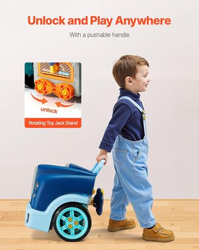 VEVOR Engine Toy, 60 Pieces, Kids Mechanic Car Repair Set with Removable Parts, Lights and Sounds, Steering Wheel and Horn, Kids Mechanic Workshop Set for Toddler Ages 3 Years and Up, Blue in Saudi Arabia