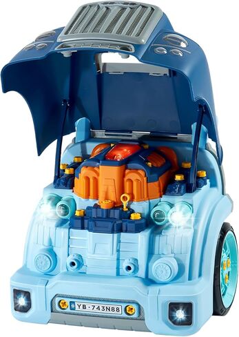 VEVOR Engine Toy, 60 Pieces, Kids Mechanic Car Repair Set with Removable Parts, Lights and Sounds, Steering Wheel and Horn, Kids Mechanic Workshop Set for Toddler Ages 3 Years and Up, Blue in Saudi Arabia