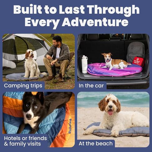 Travel Dog Bed (42" x 30") – Foldable, Roll-Up Camping Dog Bed – Water Resistant, Soft & Durable Mat with Extra Padding – Compact & Packable – Machine Washable – Large & Small Breeds - Grey in Kuwait