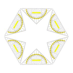 6Pcs Set Square Triangle Ruler Geometry Measurement Tool Clear with Yellow Scale for University School Student