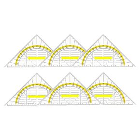 6Pcs Set Square Triangular Ruler Multifunctional Measuring Tool with Yellow for Classroom Home Student
