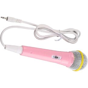 Kids Wired Microphone Portable Music Toy Low Distortion Clear Sound 3.5mm Plug Karaoke Singing Microphone for Family Party Children Birthday Plastic (Rosy)