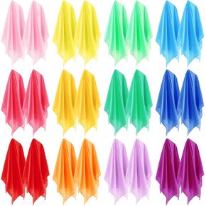 24 PCS Chiffon Mouggling Silks Dance Dance Sclves Bulk 24 × 24 بوصة وأشاح مربع ناعم مربع ملون لحركة الموسيقى تعليم الموسيقي الموسيقي Magic Trick Props Accessories