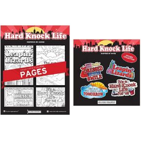 Coloring Broadway - Annie Inspired Coloring Pages (Set of 4) & Stickers (Set of 4), Hard Knock Life Musical Merchandise Bundle