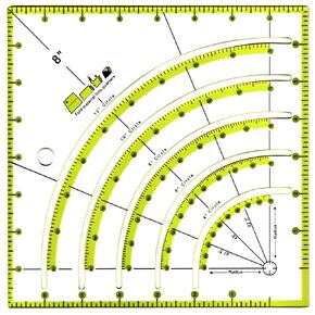 8 Inch Acrylic Quilting Ruler Multifunctional Arcs & Fans Square Quilt Circle Cutter Ruler for Patchwork Sewing Craft Tools,Cutting Cloth Template