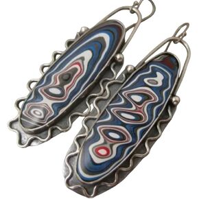 New 2026 Vintage Bohemian Silver 2025 Women's Earrings Square Handmade Metal Inlaid Painting Pattern Pendant Jewelry Gift Fashion Trendy Accessories Creative