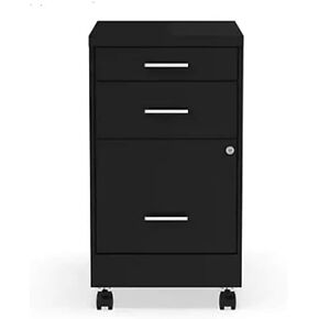 STAPLES 3-Drawer Vertical File Cabinet, Letter Size Documents, Lockable & Mobile, 19.9" D x 14.3" W x 25.7" H, Black