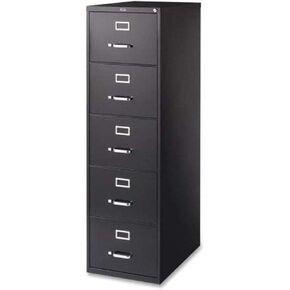 Lorell Fortress Locking Metal File Cabinet ، 5-Drawer ، 26.5 "× 18" × 61 "، تحمل مجلدات معلقة بحجم قانوني ، أسود