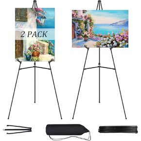 2Pcs Easel Stand for Wedding & Poster Display, 66 Inch White Portable Foldable Poster Stand, Perfect for Wedding, Birthday Party, Art Shows, and Retail Displays
