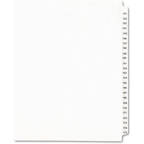 Avery 01336 Legal Exhibit Divider, Side Tabs 151-175, Letter Size, White 25/Set