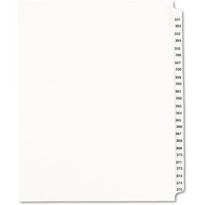 Avery 01344 Avery-Style Legal Exhibit Side Tab Divider, Title: 351-375, Letter, White