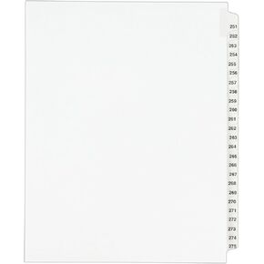 Avery Legal Dividers, Standard Collated Sets, Letter Size, Side Tabs, 251-275 Tab Set (01340)