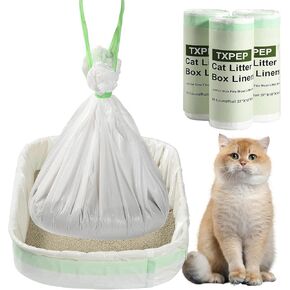 30 Litter Box Liners Jumbo 3MIL Thicken Cat Litter Bags Tear Resistant Litter Liners Heavy Duty Cat Pan Liners Extra Large Kitty Litter Box Bag Disposable Cat Supplies for Easy Cleanup 37" x 18"