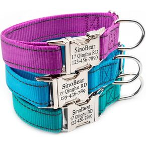 Reflective Personalized Dog Collar with Pet Name Phone Number Address for Small Medium Large Dogs Adjustable Size (XS S M L XL)