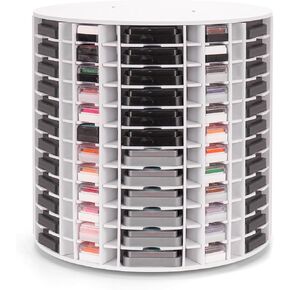 Rotating Ink Pad Storage Organizer Rack, 72 Grids for 3" x 3" Ink Pads, 72 Grids for Mini Cube Caddy Ink Pads, Craft Stamp Pad Holder for Desktop
