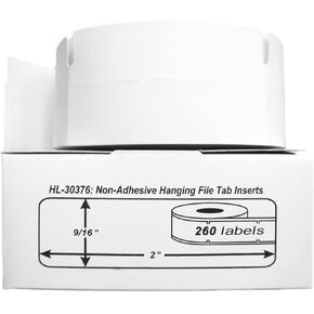 HOUSELABELS Compatible DYMO 30376 File Folder Labels (9/16" x 2"), Non-Adhesive, Compatible with DYMO LW 450, 4XL, Rollo & Zebra Desktop Printers, 1 Roll /260 Labels