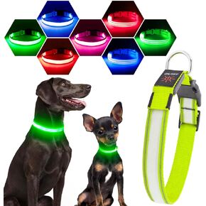 Visinite Light Up Dog Collars for Small Dogs,LED Dog Collar Light Rechargeable,Fully Adjustable Lighted Dog Collar,Glow in The Dark Dog Collars with Dog Lights for Night Walking,Green