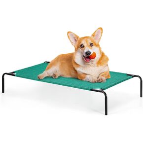 Elevated Dog Bed Raised Pet Bed, Portable Indoor Outdoor Cat Bed with Breathable Fabric Metal Frame Waterproof Pet Cot for Small Medium Dogs Cats, Rustic Grey
