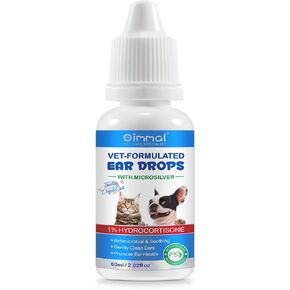Dog Ear Infection Treatment Drops, Ear Drops for Dogs & Cats with 1% Hydrocortisone for Dog Yeast Ear Infections, Soothes Itchy Ears, Prevents Infections, Safe for Puppies, Adult Dogs & Cats 2.02fl